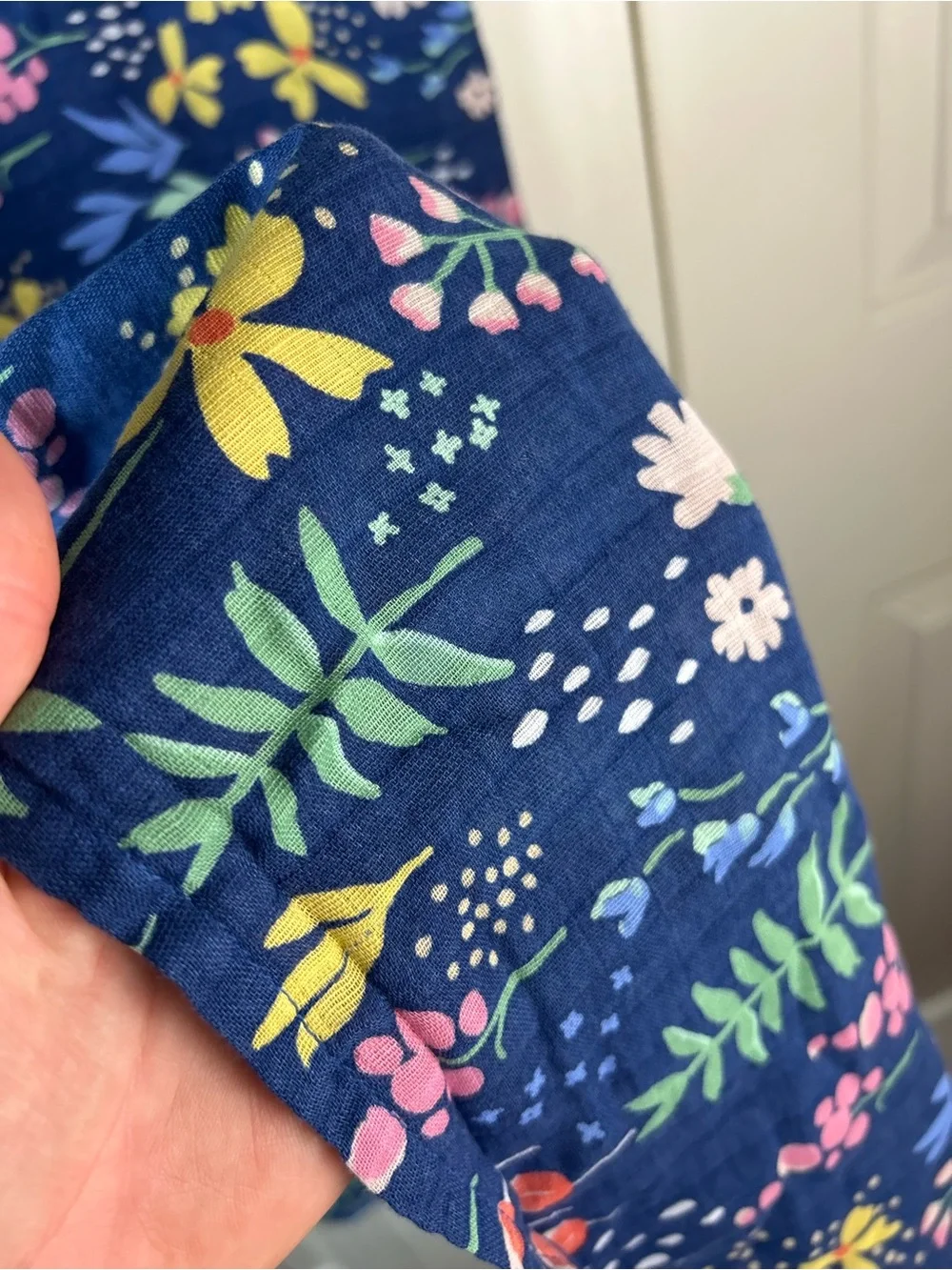 Cloud Island Blue Floral Baby Swaddle Blanket Pink Green Yellow Wildflowers HTF